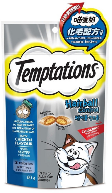 Temptations 喵愛餡夾心酥餅貓零食 化毛潔牙餅 貓咪的美味點心, 60g, 1個, 混合口味