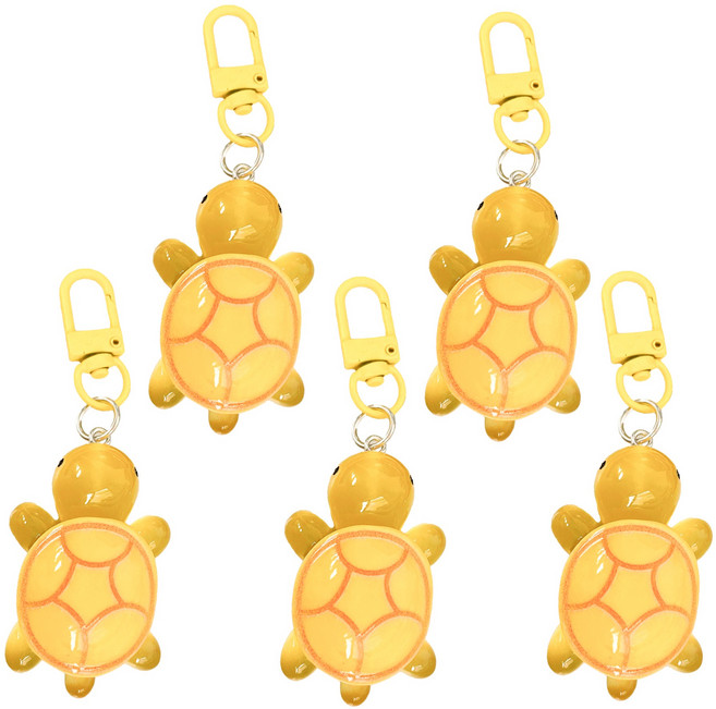귀여운 행운의 거북이 동물 키링 열쇠고리 선물 커플템 우정템, 5개, 옐로우