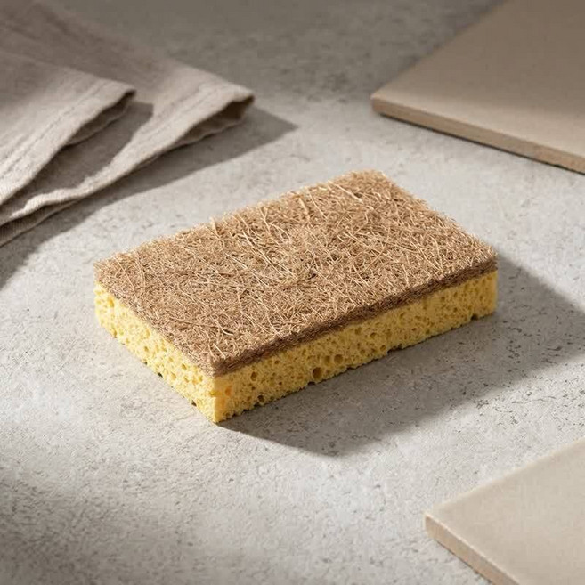다이소 코코넛 셀룰로오스 이중 수세미 2개입 주방 설거지 청소용품, 브라운