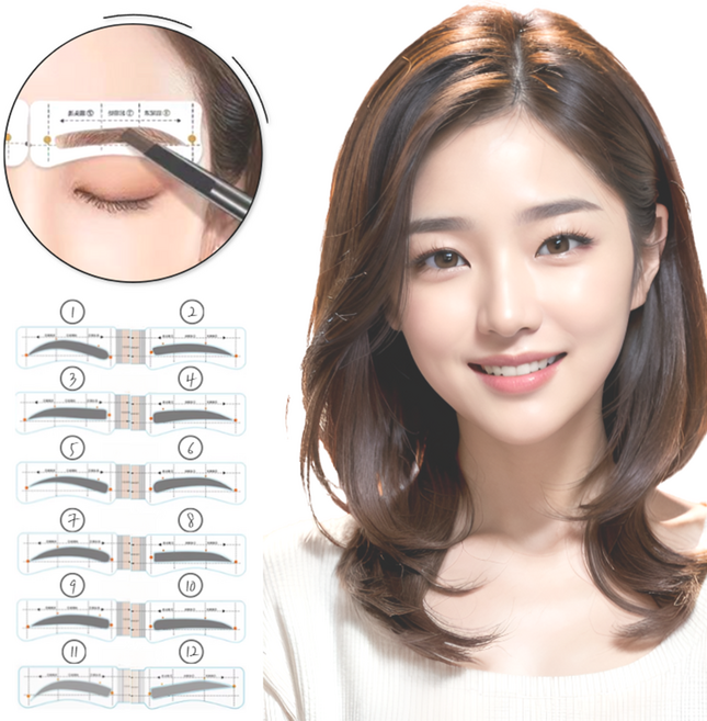 뷰티앤 간편한 눈썹그리기 가이드 12종세트, 1개, 12종 48개입