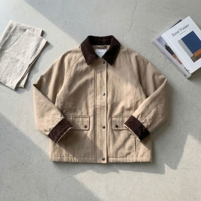 마인드브릿지 우먼 여성 W 옥스퍼드 카라 배색 워크 점퍼 - 3color MYJP6203