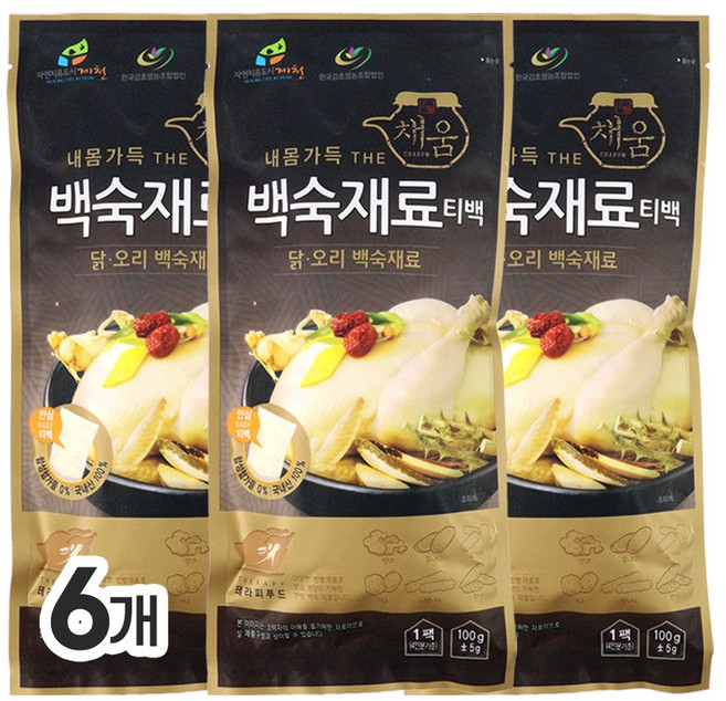 한국감초영농조합법인 내몸가득 THE채움 백숙재료 티백, 6개, 100g