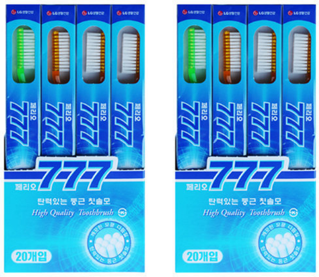 엘지 페리오 탄력있는 둥근모 777 칫솔, 2개, 20개입