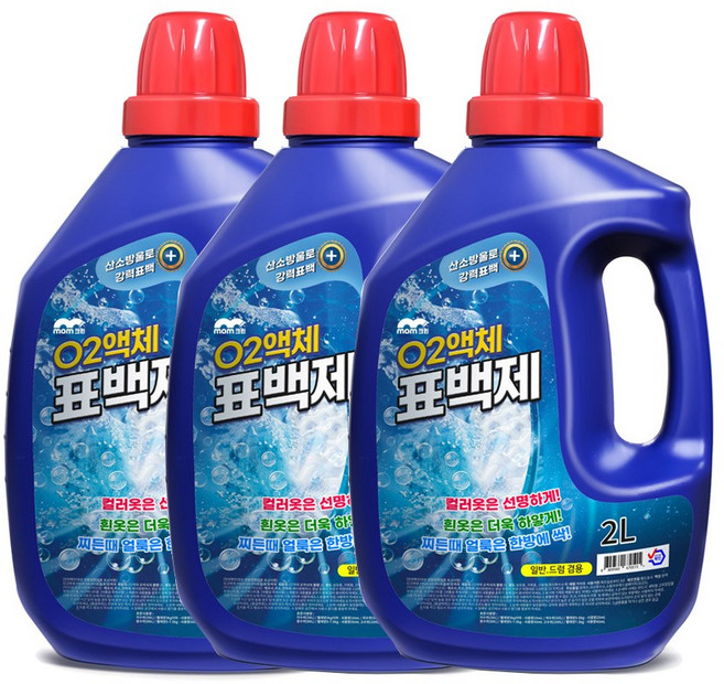 맘크린 O2 얼룩제거 산소계 표백제 액체형, 3개, 2L