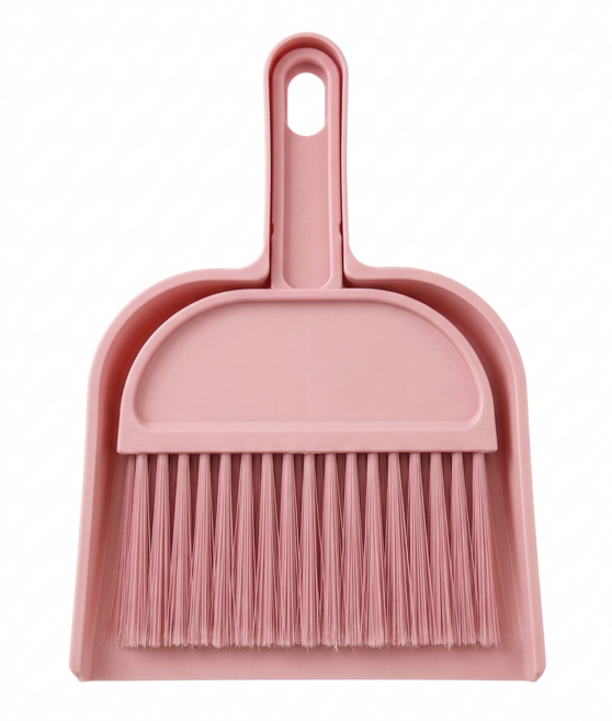 BlueMM 미니 빗자루 쓰레받기 세트 책상 사무실 차량용 청소 파스텔색, 연핑크, 1개