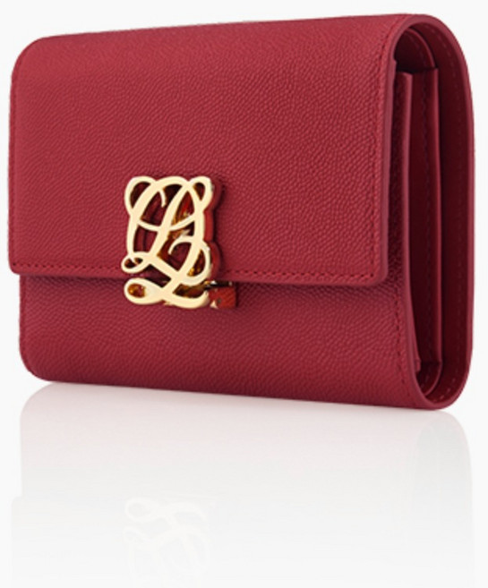 루이까또즈 금장로고 여성 3단 레드 반지갑 (선물포장)