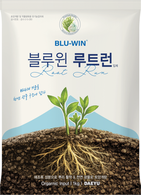 블루윈루트런 대유 비료 해조추출물 뿌리발근제 토양개량 유기농업자재, 1개, 1kg