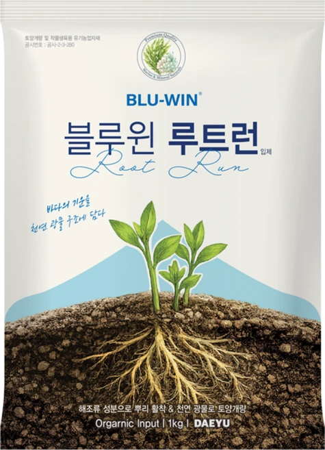 블루윈루트런 대유 비료 해조추출물 뿌리발근제 토양개량 유기농업자재, 1개, 1kg - 쿠팡