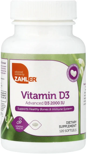 Zahler 비타민D3 소프트젤 120정(50mcg(2000IU)), Zahler비타민D3소프트젤120정50mcg2000IU - 쿠팡