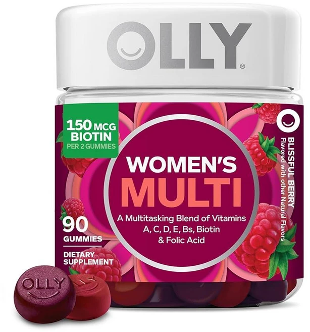OLLY 여성용 멀티비타민 젤리 베리 맛 90개 45일분 비타민 A D C E 비오틴 엽산 함유, 90정, 1개 - 쿠팡