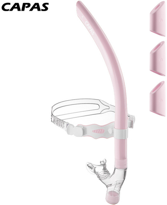 CAPAS 카파스 수영 센터스노클 강습용 360스위블 3단계 호흡강화훈련, Pink White