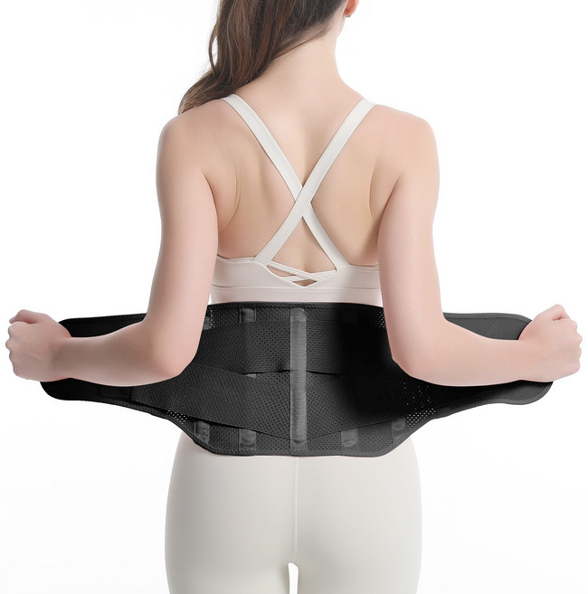 몸매 교정 + 지지대 기능 겸용 얇고 통기성 좋은 허리보호대, 검정, 1개