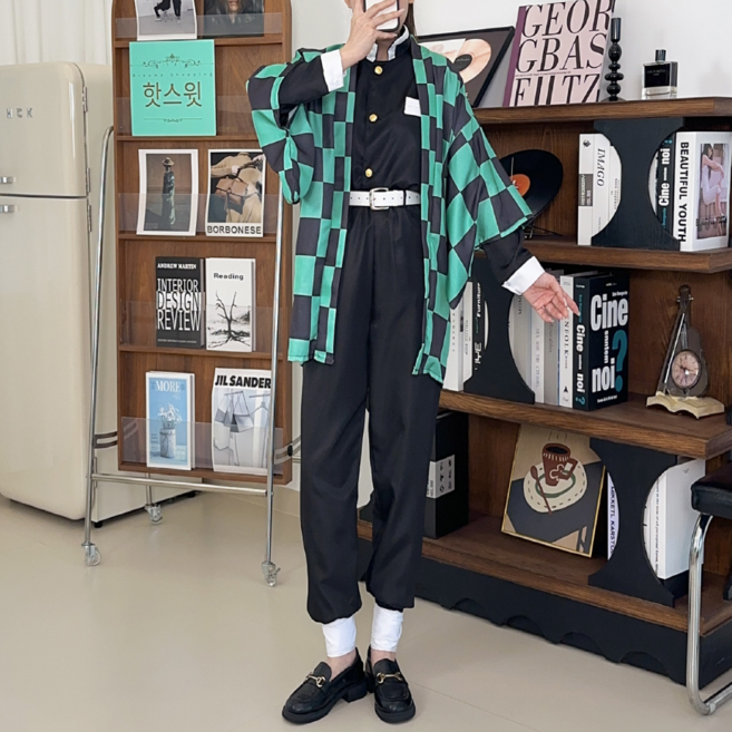 핫스윗 귀멸의 칼날 탄지로 할로윈 코스프레 의상 풀세트