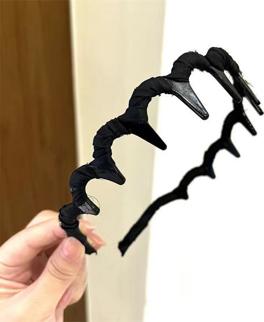 高顱頂髮箍 蓬鬆波浪髮箍 韓版碎髮整理神器, 1個, 人氣組合【黑色】, 黑色