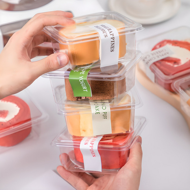 정담 낮은사각 보틀케이크 용기 370ml PET, 50개