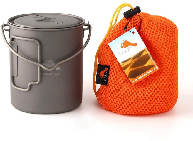 베일 손잡이가 달린 TOAKS 티타늄 750ml 냄비, TOAKS 티타늄 750ml 냄비, 베일 손잡이, 1개