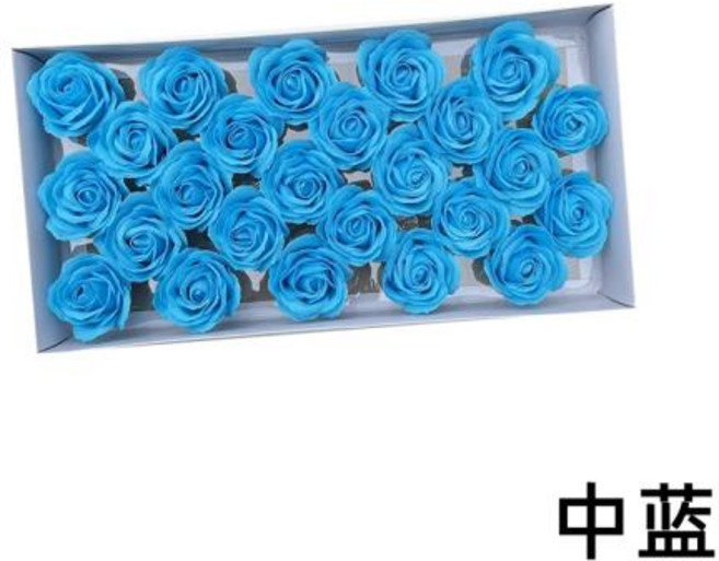 두꺼운 5겹 비누꽃 크리스마스 시뮬레이션 장미꽃 받침대 포함 큰 꽃송이 커플 칠석 선물, 31)5겹 [미디엄 블루] 상자당 25송이