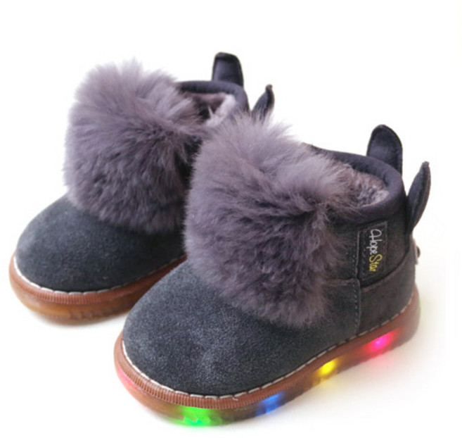풋풋 동키가죽밍크 LED 털부츠 라이팅부츠 발광부츠 베이비부츠 유아털부츠 유아부츠 키즈부츠 라이트부츠 가죽부츠