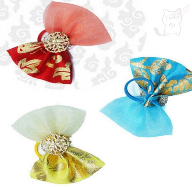 포근한잡화점 투톤 금박 고무줄 1판 20개 고양이머리끈 강아지액세서리, one