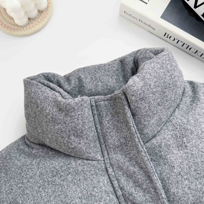 立領毛呢羽絨棉長版背心馬甲 保暖防風背心外套