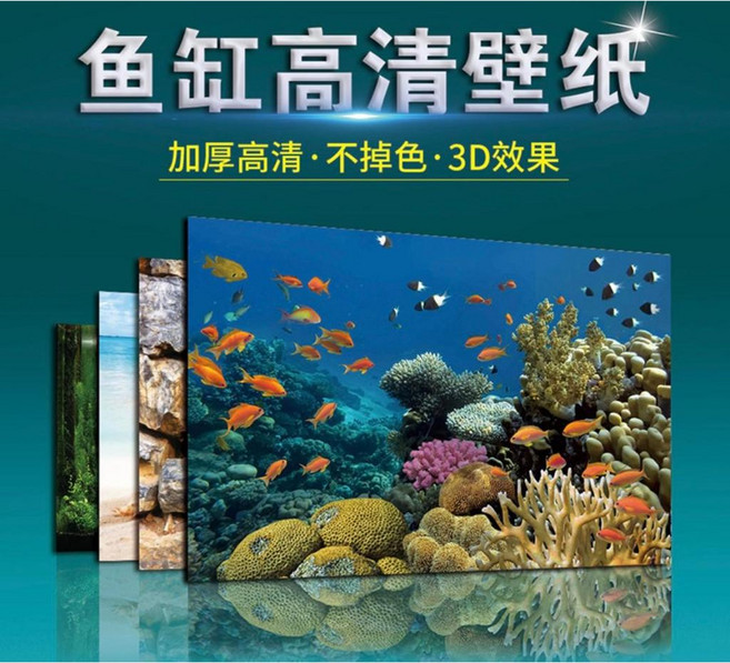 邦邦水族 魚缸高清壁紙 壁貼 質感 3D, 海水造景1(61*41cm)