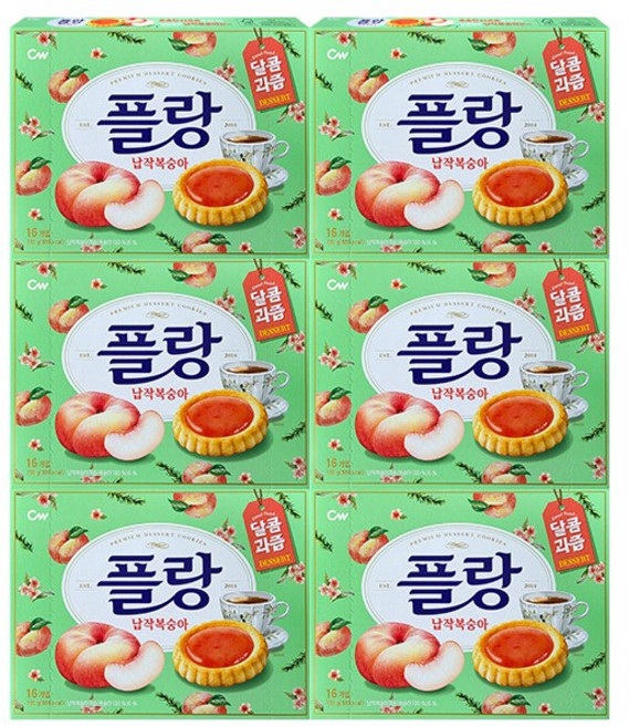 청우식품 플랑 납작복숭아 쿠키, 160g, 6개
