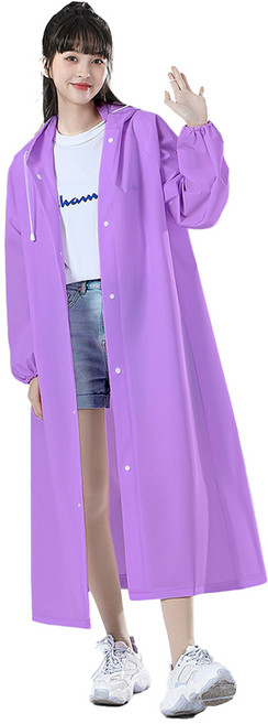 아띠꼴로 휴대용 일회용 우비 등산 캠핑 레인코트 코트형 판초우의, 라일락퍼플, 4개
