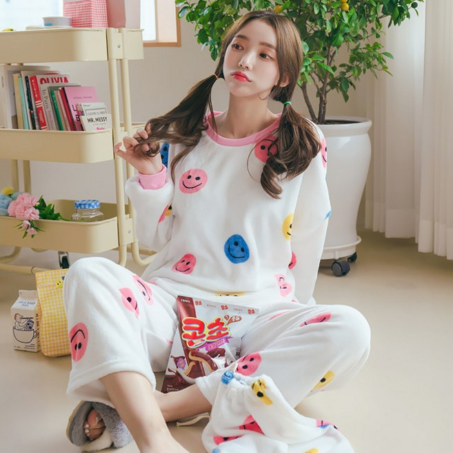 컬러스마일 극세사 수면잠옷 파우치세트