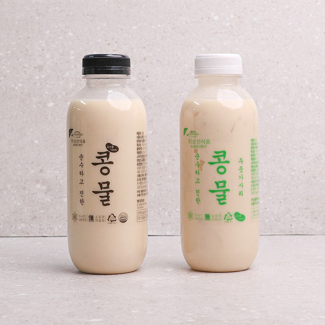 맷돌로 갈아 만든 100% 국내산 반반콩물(백태+우뭇가사리) 500ml 총 2병