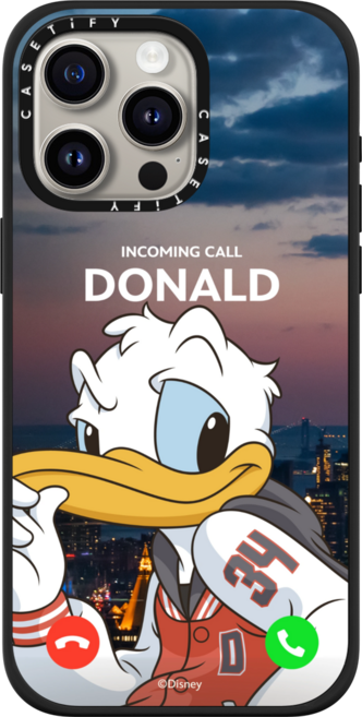 케이스티파이 CASETiFY 아이폰 15 프로 맥스 맥세이프 호환 임팩트 케이스 Mickey & Friends Incoming Call Donald Duck - 매트 블랙, {Size} {Color} -  매트 블랙