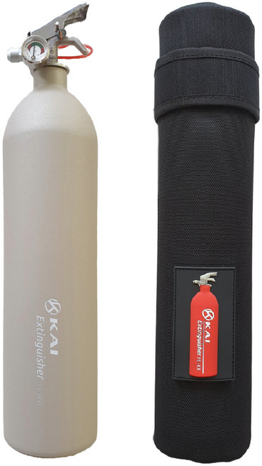 KAI FE-02S 輕量化鋁合金泡沫滅火器 - 磨砂奶茶灰 / 保護袋組合 藥劑可重複填充 居家車用防火必備, 1個