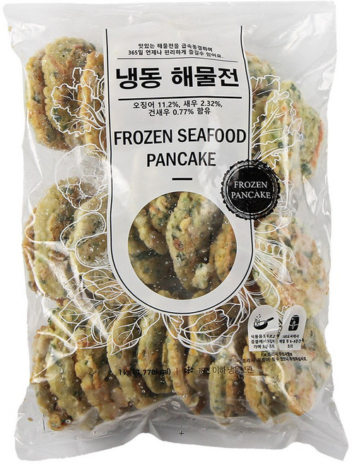 냉동해물전 냉동 간식 업소용 가정용 도시락반찬 간편조리, 1개, 1kg