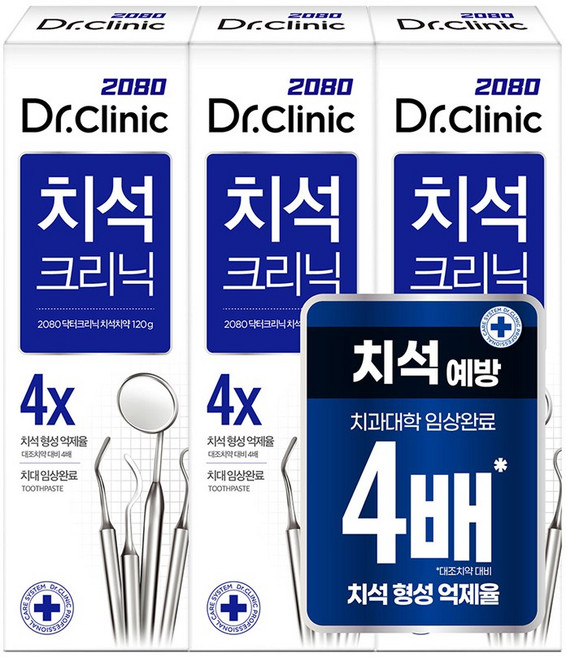 2080 닥터크리닉 치석치약, 120g, 3개