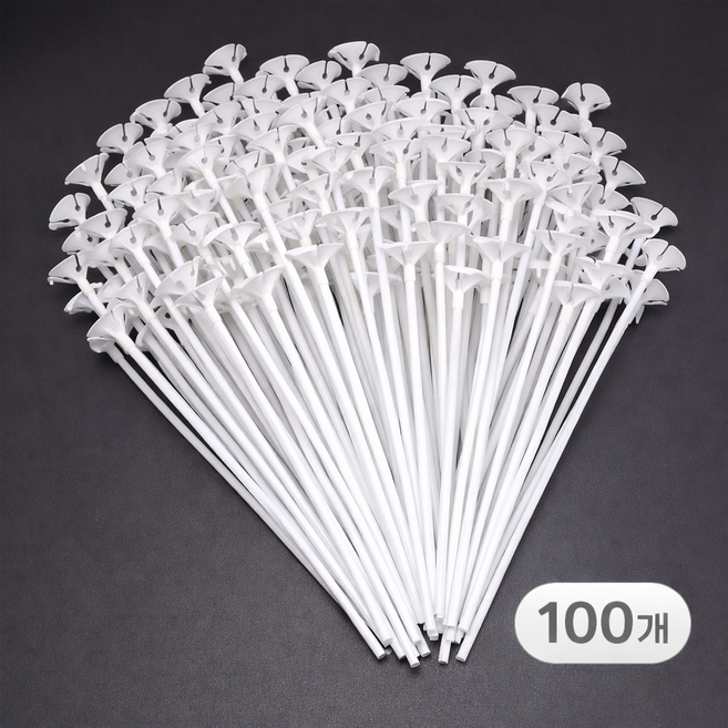 브로키 풍선 컵스틱 세트 32cm, 100개, 화이트