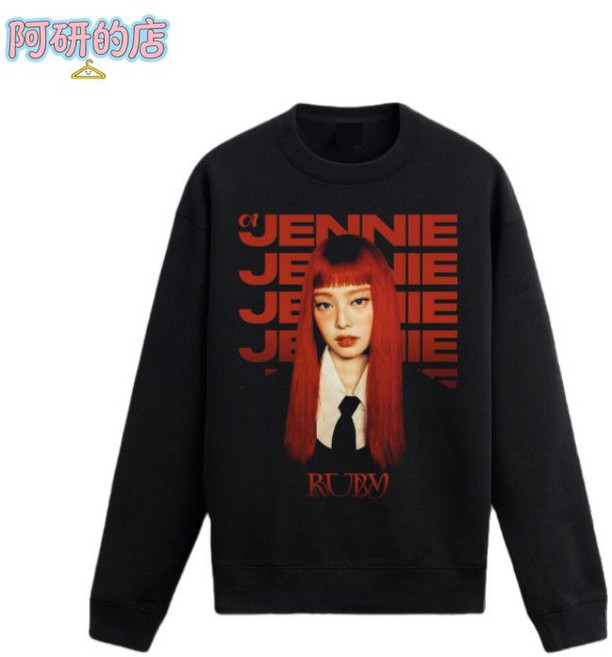 JENNIE BLACKPINK 周邊 T恤, 1個, 圓領衣-黑色2XL
