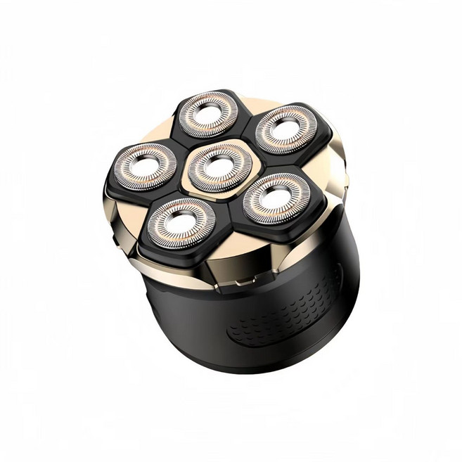 六刀頭電動刮鬍刀 YC-808 Type-C充電 LED 數顯 全身可水洗, 黑色, 1個