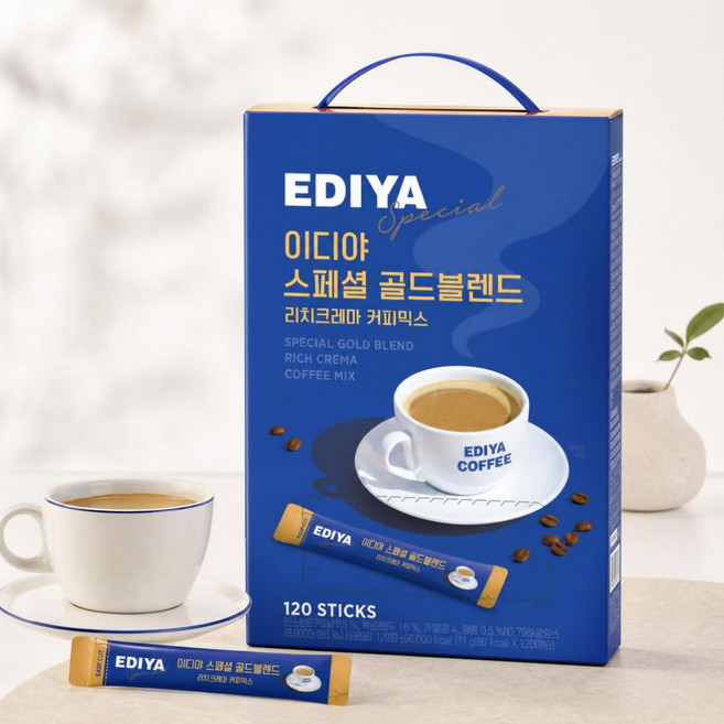 이디야 스페셜 골드블렌드 리치크레마 커피믹스 120T 1개 맛있는 간편한 커피스틱