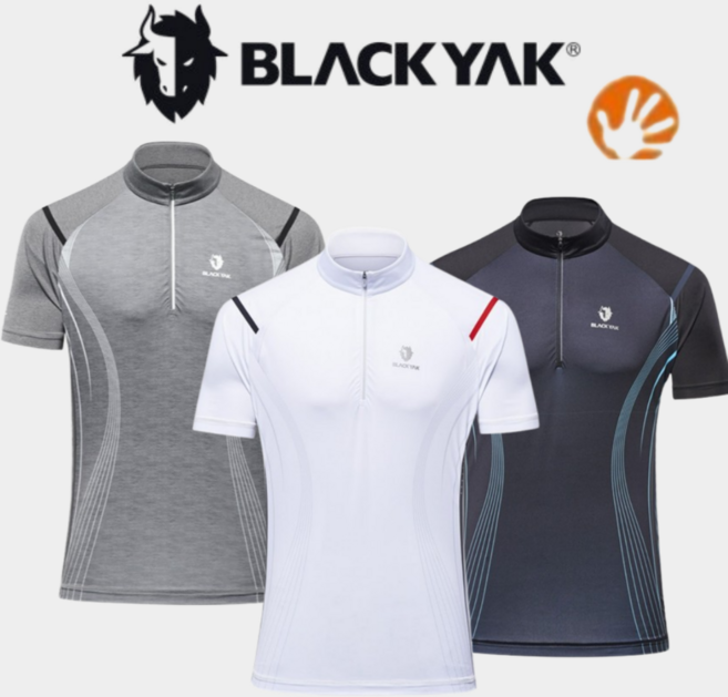 블랙야크 남성 M시그니처크레바집업티 등산 반집업 반팔티셔츠 1BYTSM4013