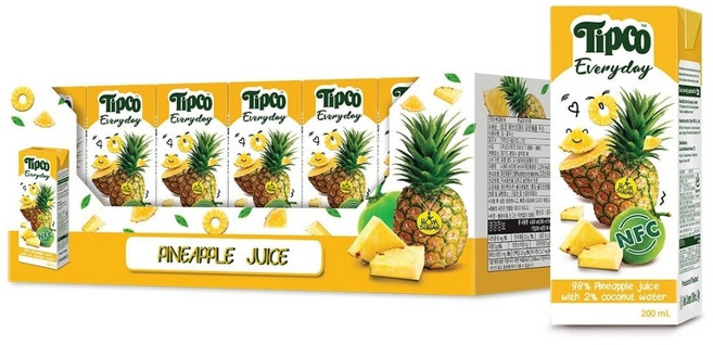 코스트코 팁코 파인애플 주스 착즙 쥬스 음료 과일 200ml 24팩, 1박스, 4.8L