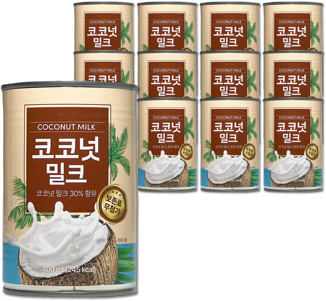 코코온 코코넛밀크 (요리용), 12개, 400ml