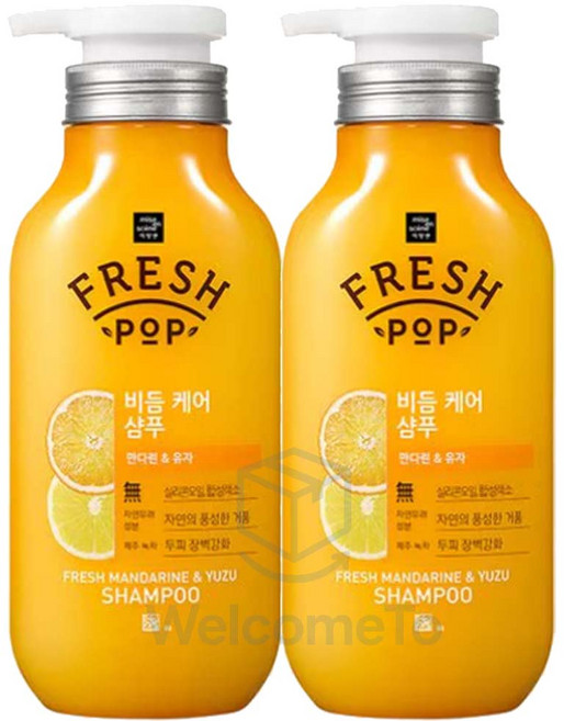 프레시팝 만다린유자 비듬 케어 샴푸 만다린 앤 유자, 500ml, 2개