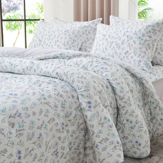 [이불+베개커버+베개솜] 화사한 콜라겐 모달 사계절 봄 가을 간절기 가벼운 차렵 이불 기숙사 먼지없는 옥수수솜 침구 세트