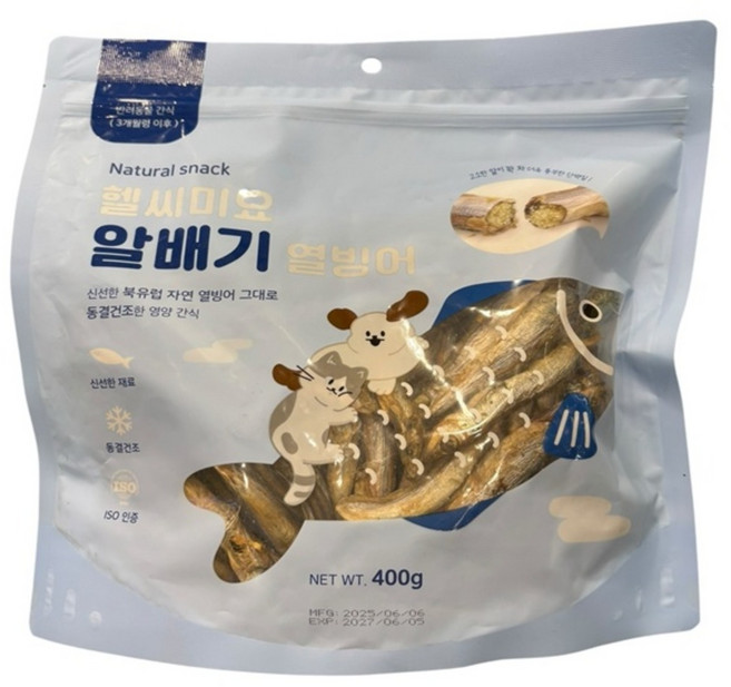 헬씨미요 알배기 동결건조 열빙어, 400g, 1개, 빙어