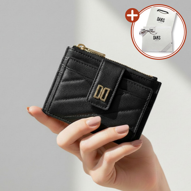닥스 여성 카드지갑 클래식 골드 로고 + 쇼핑백
