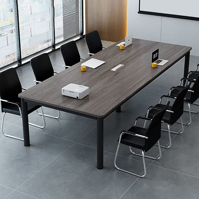 오피스 회의실 사각 넓은 책상 회사 사무용 회의용 테이블, 블랙 프레임 + 그레이 상판