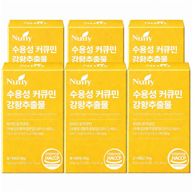[고함량] 수용성 커큐민 강황 추출물 식약청 HACCP 인증, 6개, 60정