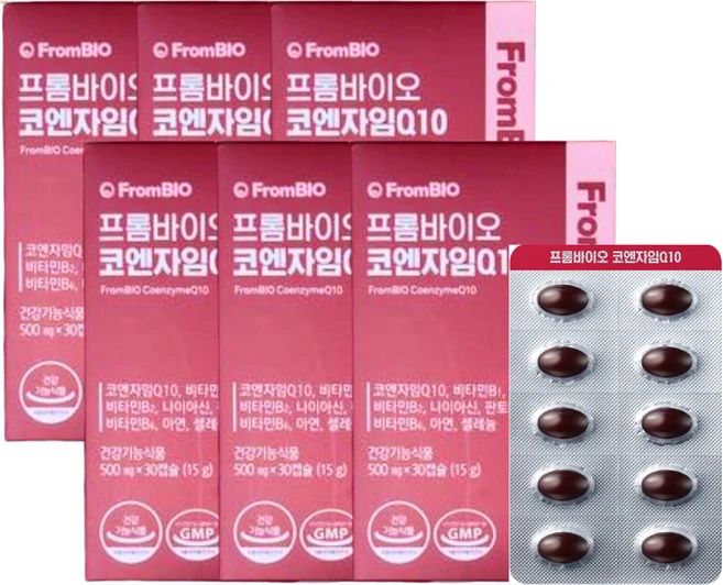 코엔자임 Q10 항산화 혈압건강 높은혈압감소 30캡슐 6박스 6개월분, 30정 - 쿠팡