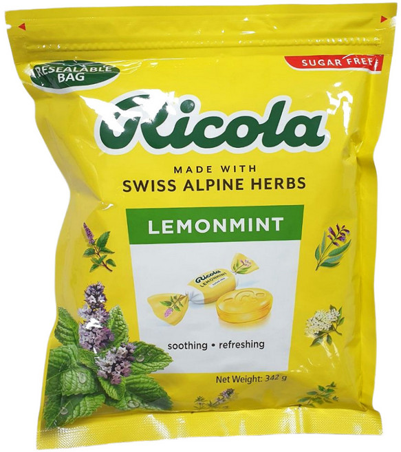 리콜라 스위스 무설탕 캔디 레몬민트맛 342g, 1개