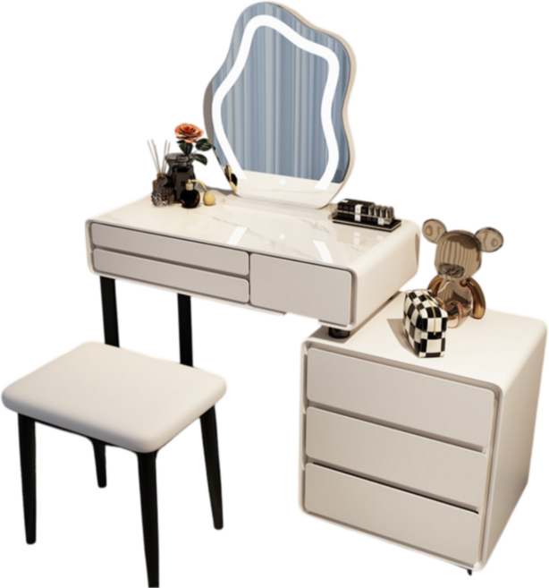 데일리유즈 LED 거울 화장대 서랍장 세트 확장형 화장대세트 원목 의자불포함