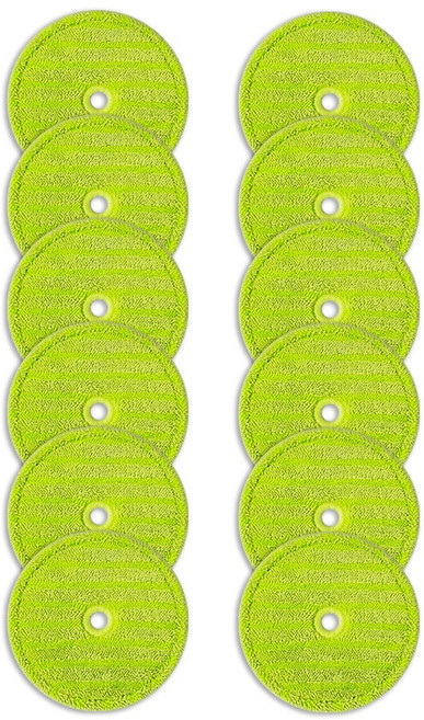 리빙플러스 걸레 에브리봇 삼성제트 호환 물걸레 쓰리스핀 엣지 청소기 청소포 극세사 패드 초록색, 12개